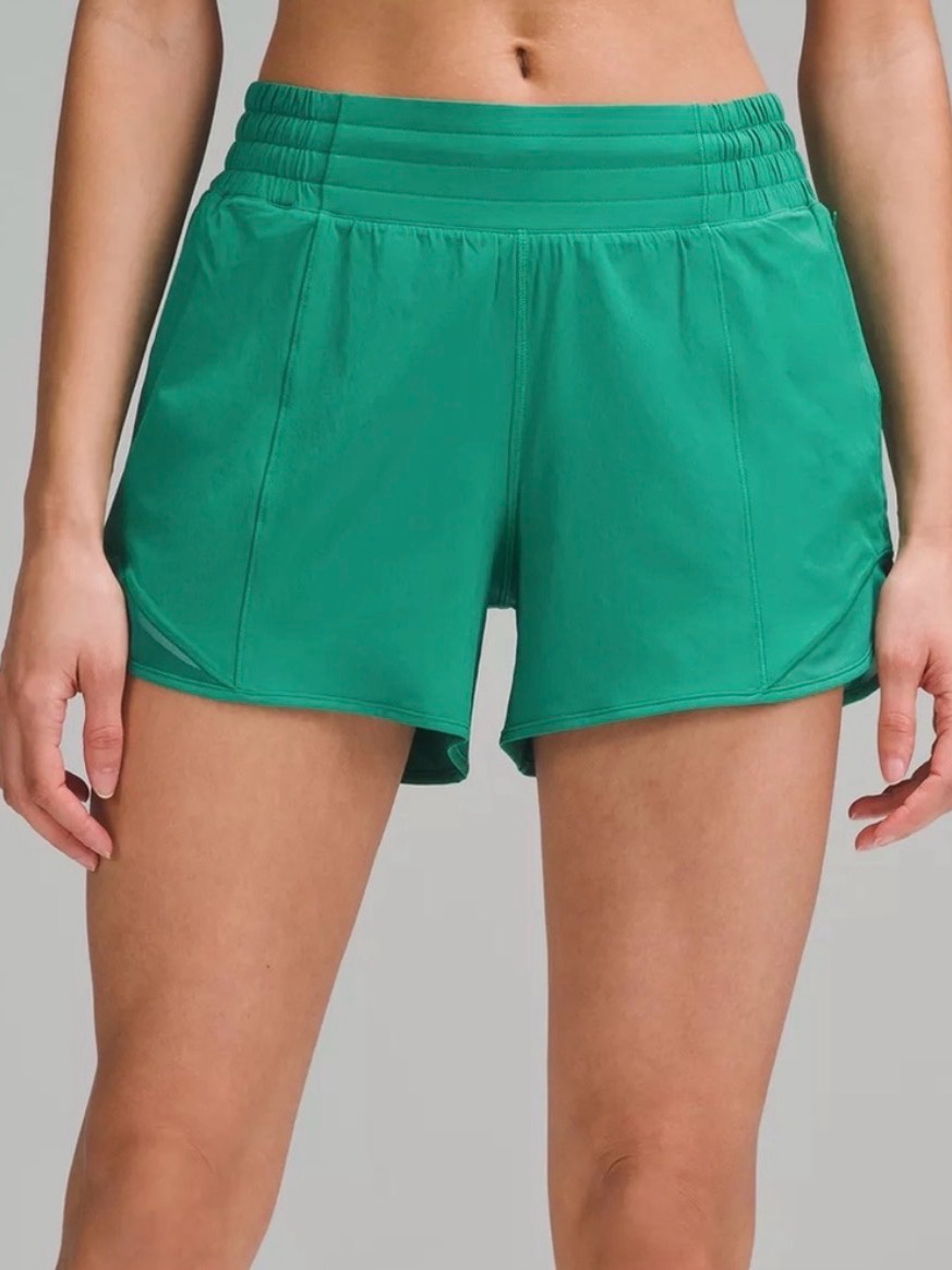 Lululemon Hotty Hot High-Rise Lined Short 4" Green Cascadia